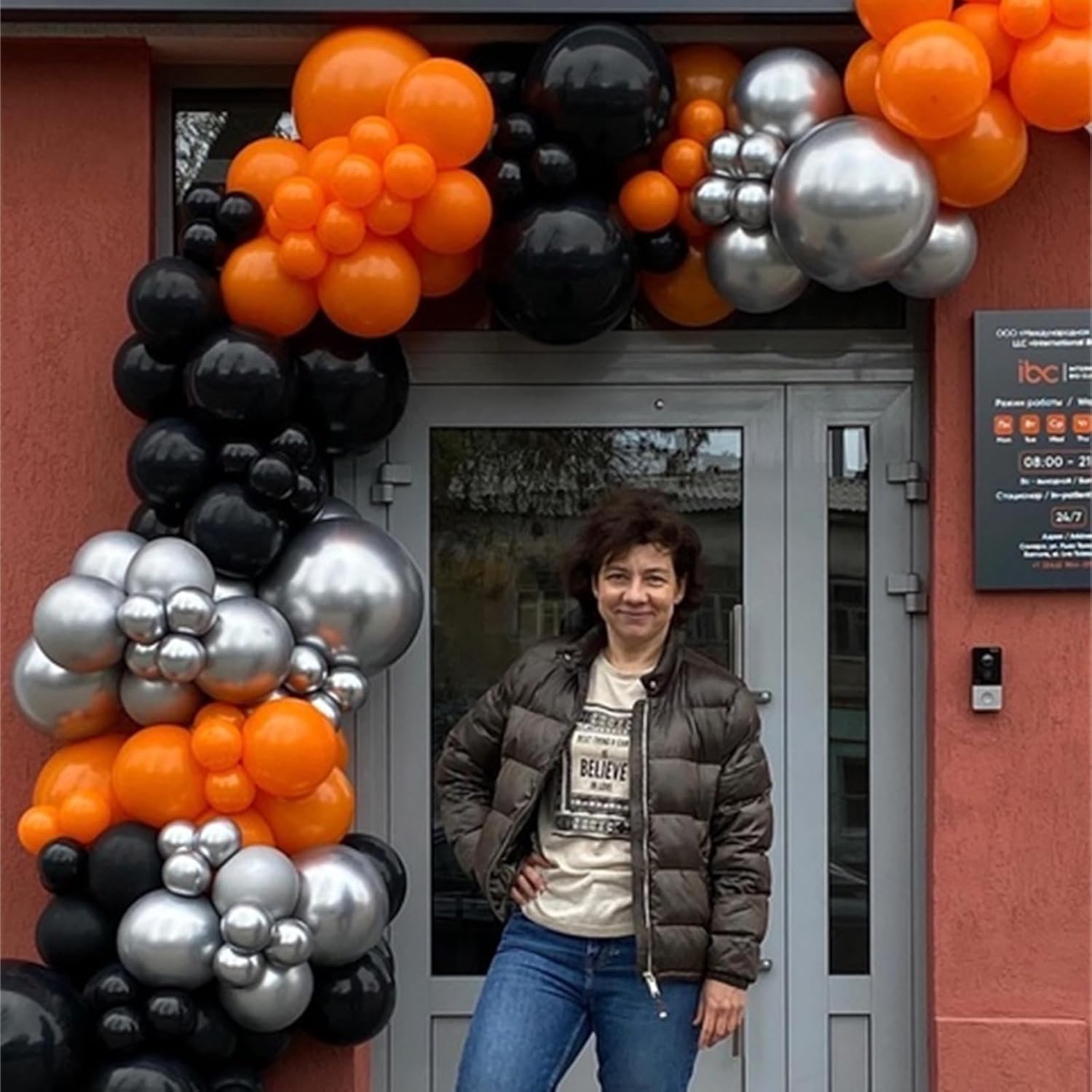 Zestaw girlandy z łukiem balonowym, pomarańczowe, czarno-białe, srebrne, konfetti, lateksowe balony dla dzieci, chłopców, baby shower, urodziny, ukończenie szkoły, Dzień Ojca, Halloween, dekoracja na