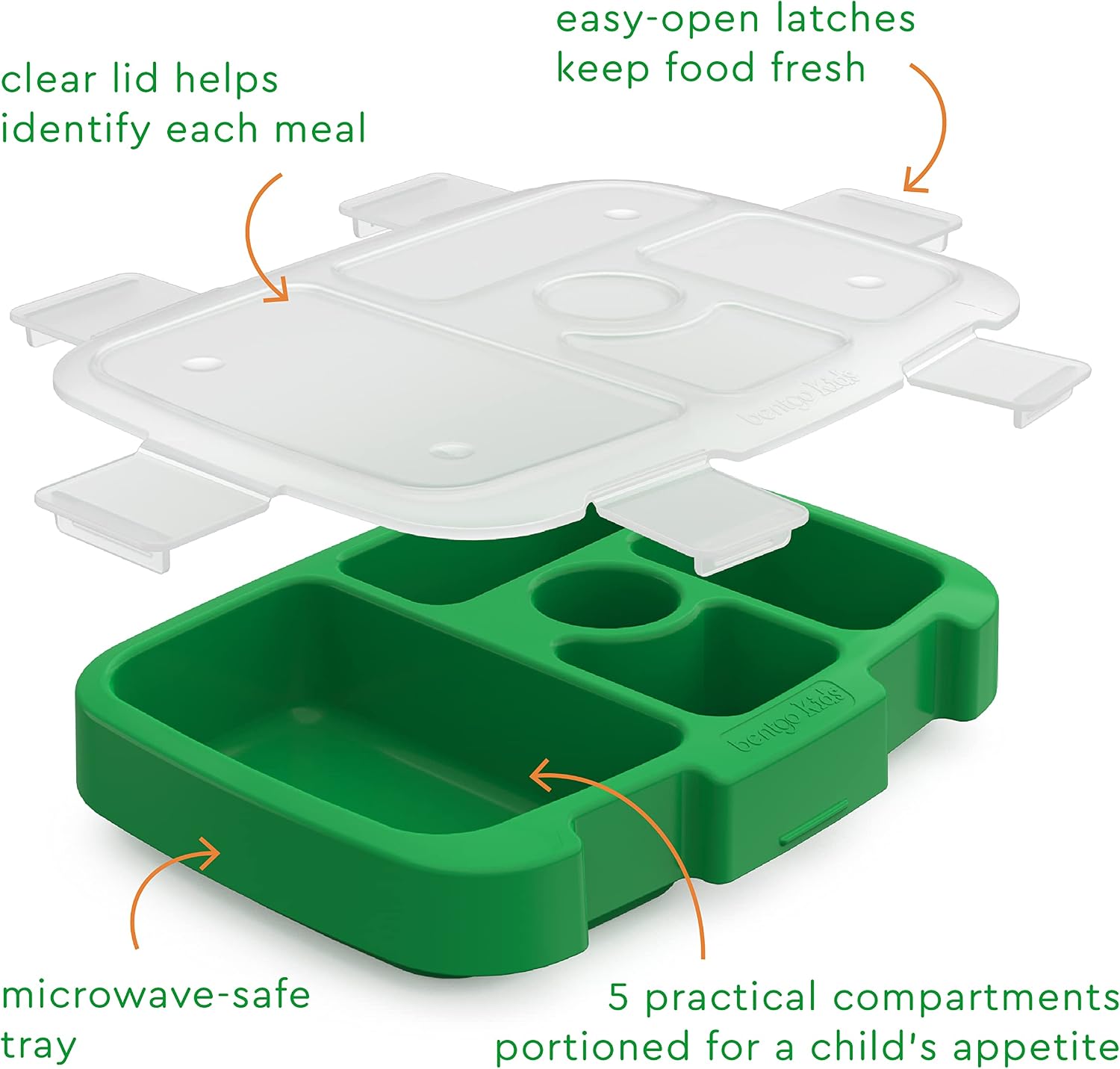 Bentgo Kids Prints Tray with Transparent Cover, 5-Compartment, BPA-Free image 4