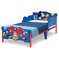 Vista 11 de Delta Children - Cama para niños pequeños Mickey Mouse 3D, azul + colchón de cuna de bebé de dos etapas Simmons Kids Silver Nights de doble cara