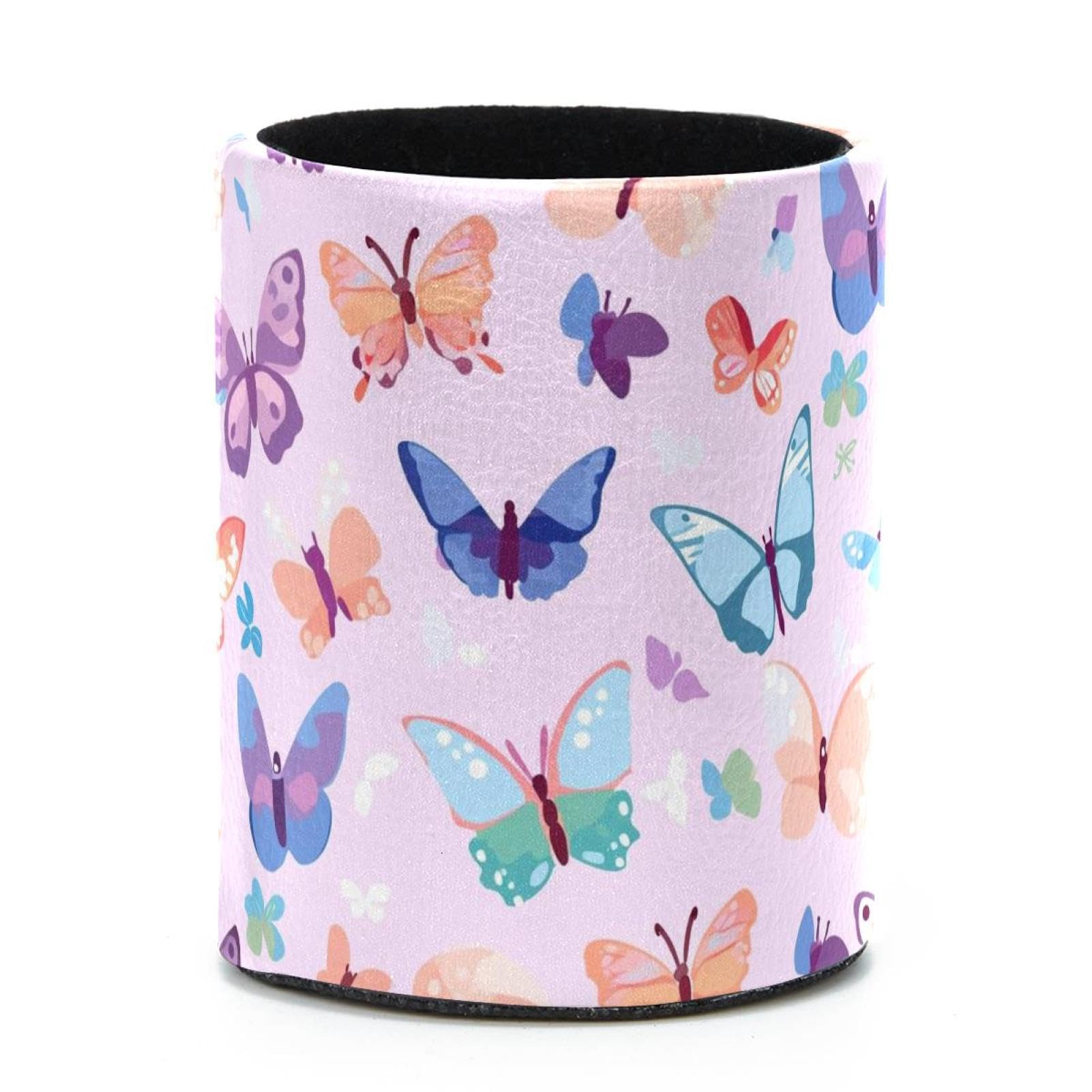 VAPOKF Round Pencil Holders for Desk, Aesthetic Butterfly Pen Holders Pen Pot Makeup Brushes Storage Desktop Stationery Supplies Organiser for Home Office