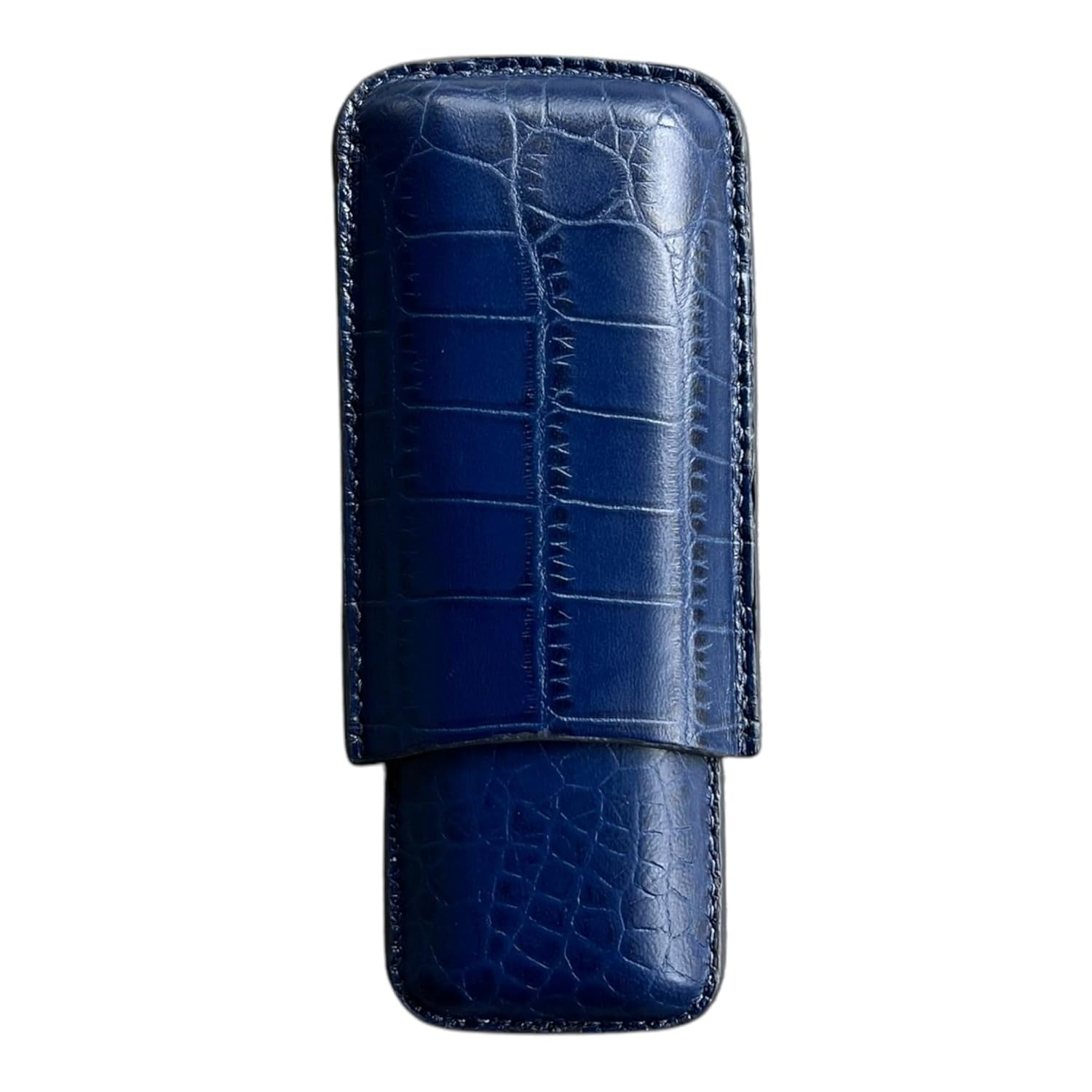 Printed Alligator Pattern Cowhide Leather Cigar Case, Luxury Genuine Leather Cigar Case, Cigar Humidor, Gift for Him, 2 Tubes Luxury Cigar Case for Cigar Ring Guage Under 52 (Dark Brown)