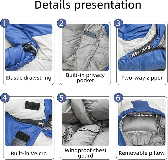 Down Sleeping Bag with Pillow 4 Season