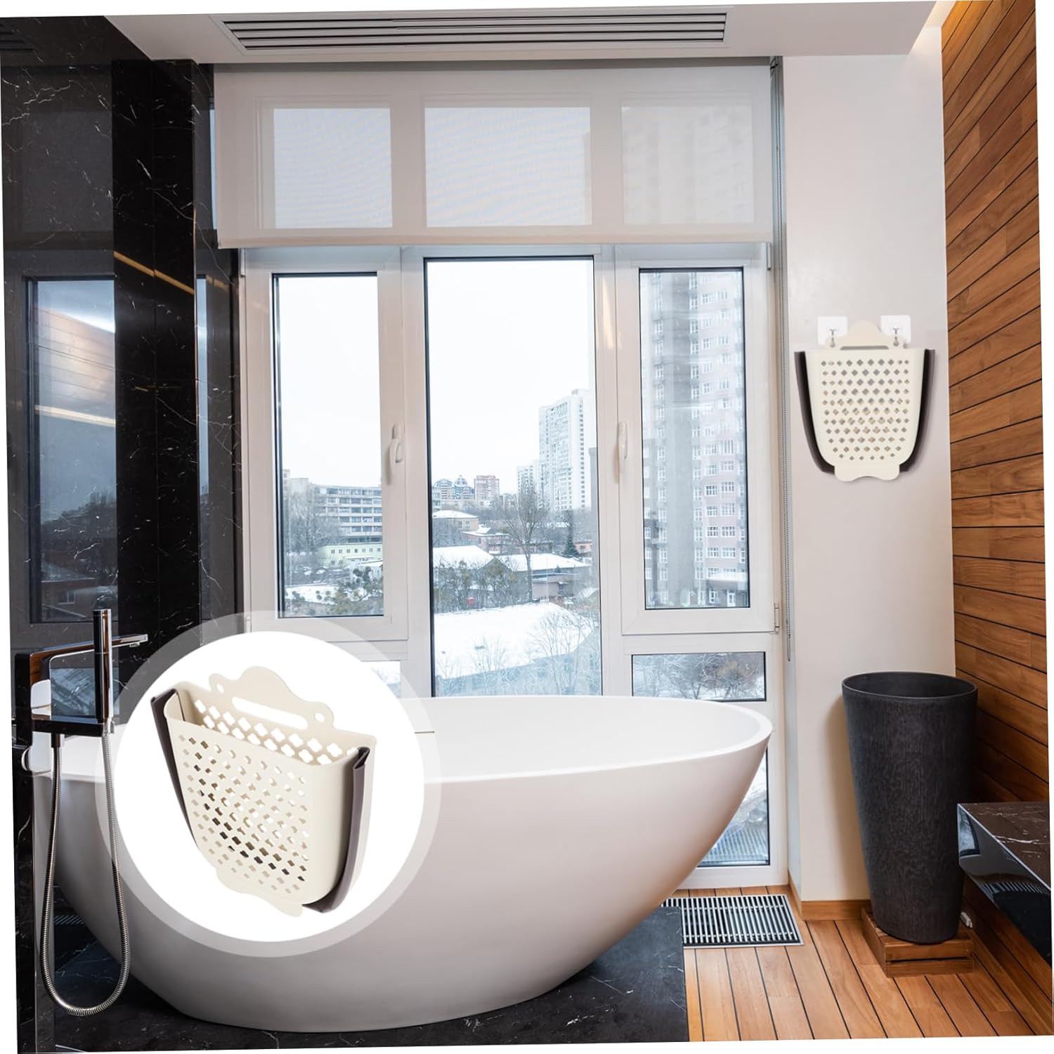 Wall Mount Laundry Hamper Large Capacity Plastic Storage Basket for Bathroom Bedroom Hanging Laundry Organizer for Clothes and Blankets Cream Color