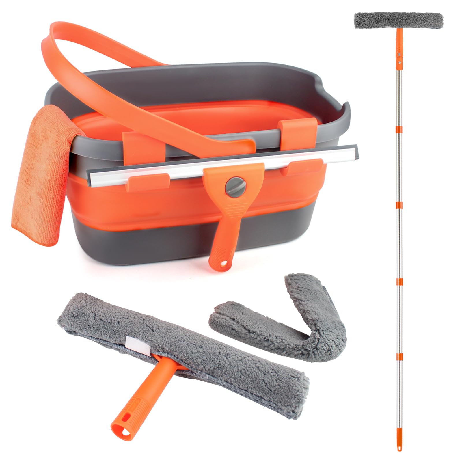 Professional Window Cleaning Kit with Collapsible Bucket for Home, Outdoor