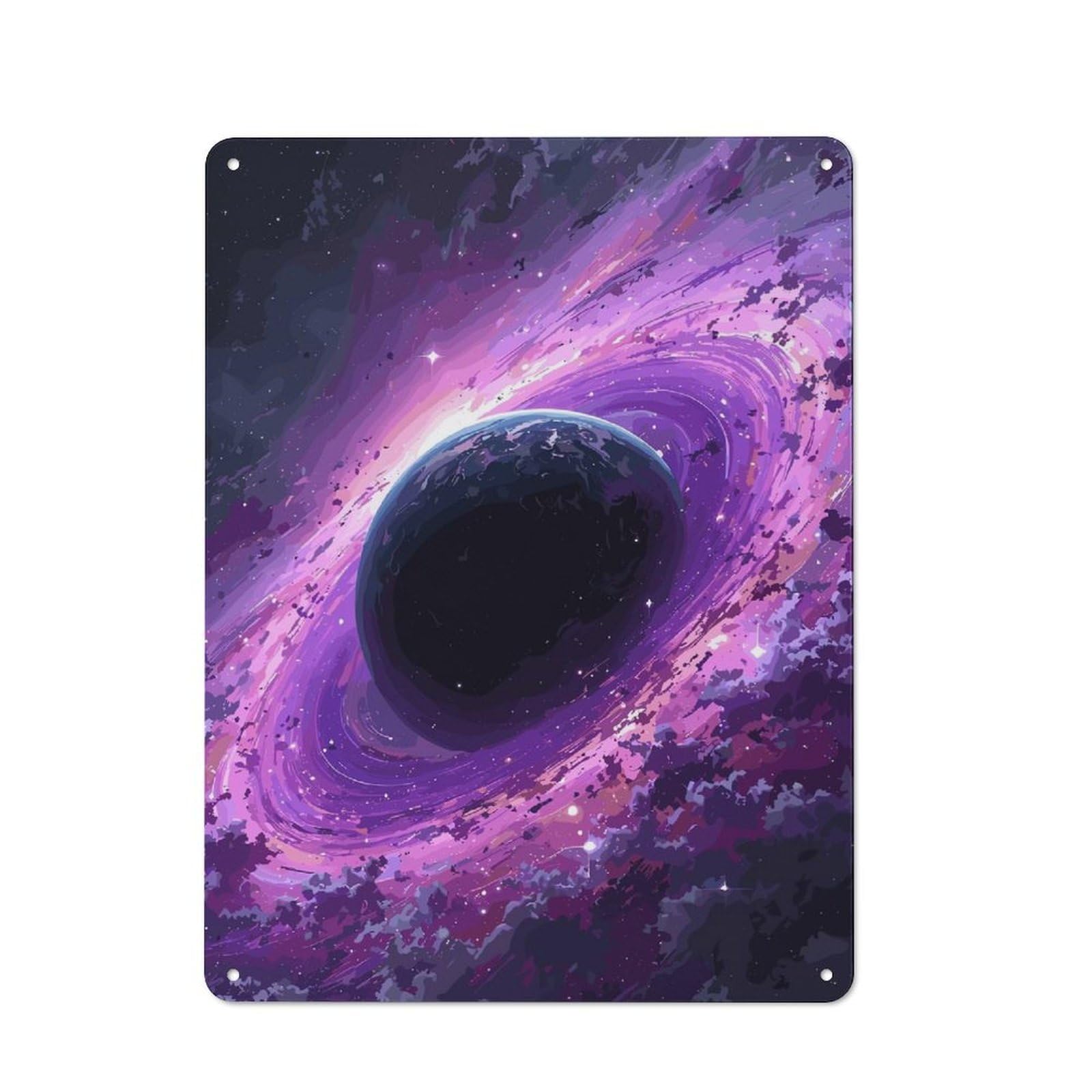 Junmoney Style-2 Retro Metal Wall Sign 40X30cm Featuring Purple Space Galaxy With Planet For Garage Wall, For Garage, Workshop And Man Cave Decoration