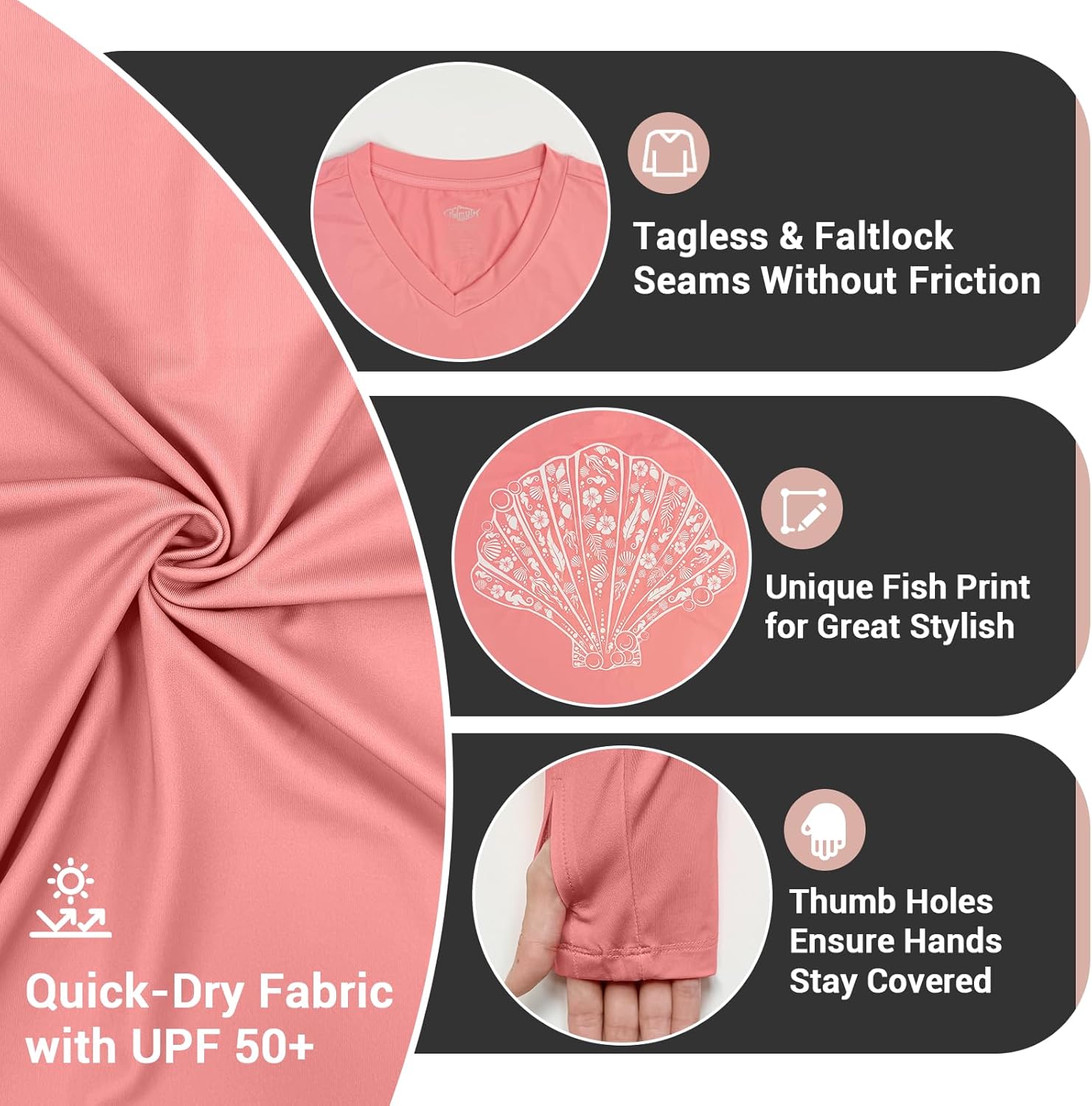 Palmyth Womens Fishing Shirt UPF 50 Sun Protection Long Sleeve T-Shirt - Image 5