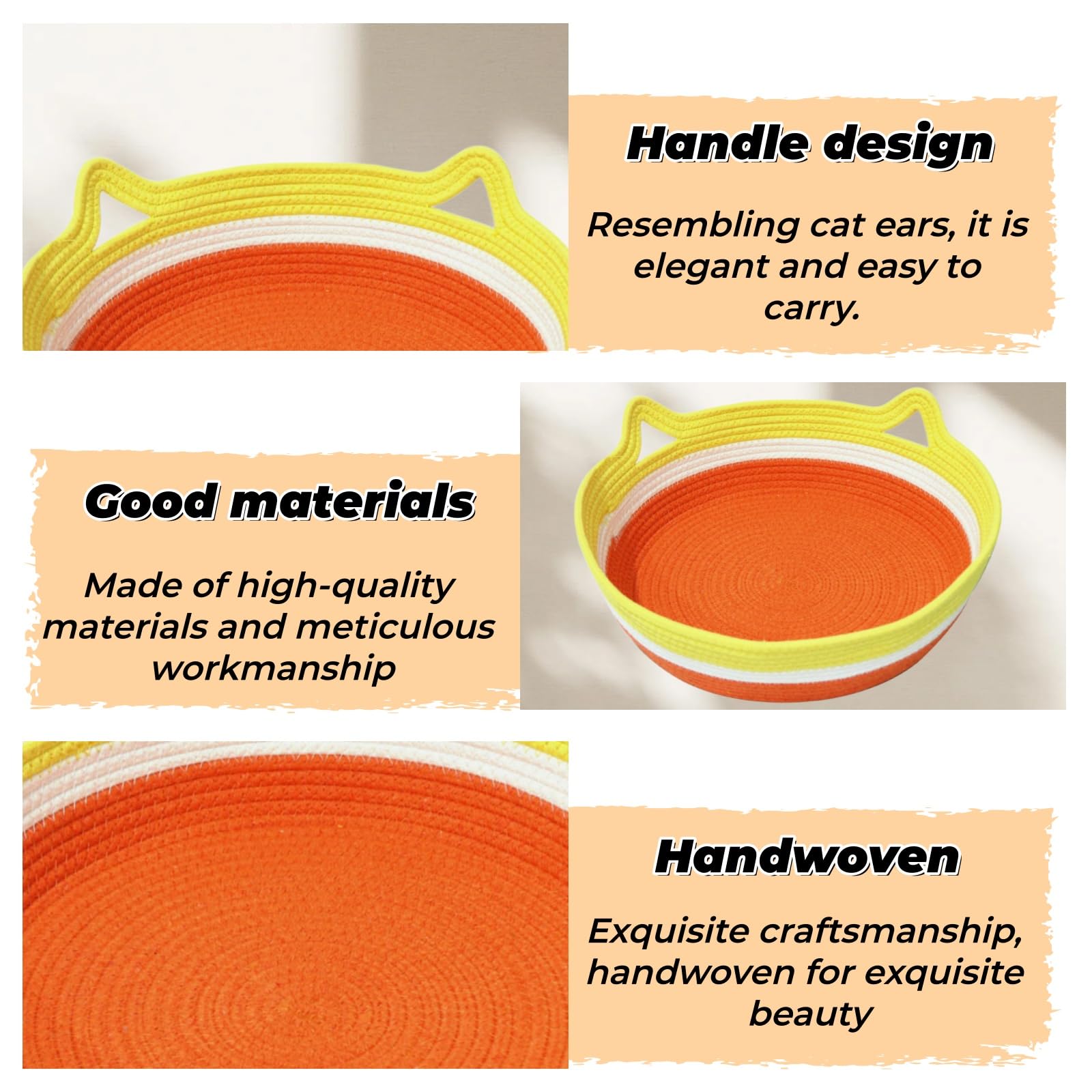 Tokaneit Lavable Cesta Trenzada para Gatos, Lavable Verano Cat Basket, Cama de Gatos para Dormir, Cozy Cama Gato, Diseño Simple Suave Y Fuerte Cuatro Estaciones Universales Camas de Gatose Mascota