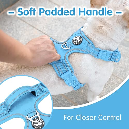 Miniatura 8 de PoyPet Juego de arnés sin tirones para perro y correa de 5 pies, chaleco reflectante ajustable para mascotas, 2 anillos en D delanteros y traseros,