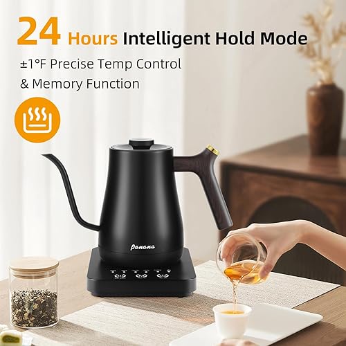 Miniatura 6 de Panana Hervidor eléctrico, hervidor eléctrico de cuello de cisne, control de temperatura con pantalla LCD, hervidor de té para verter sobre café,