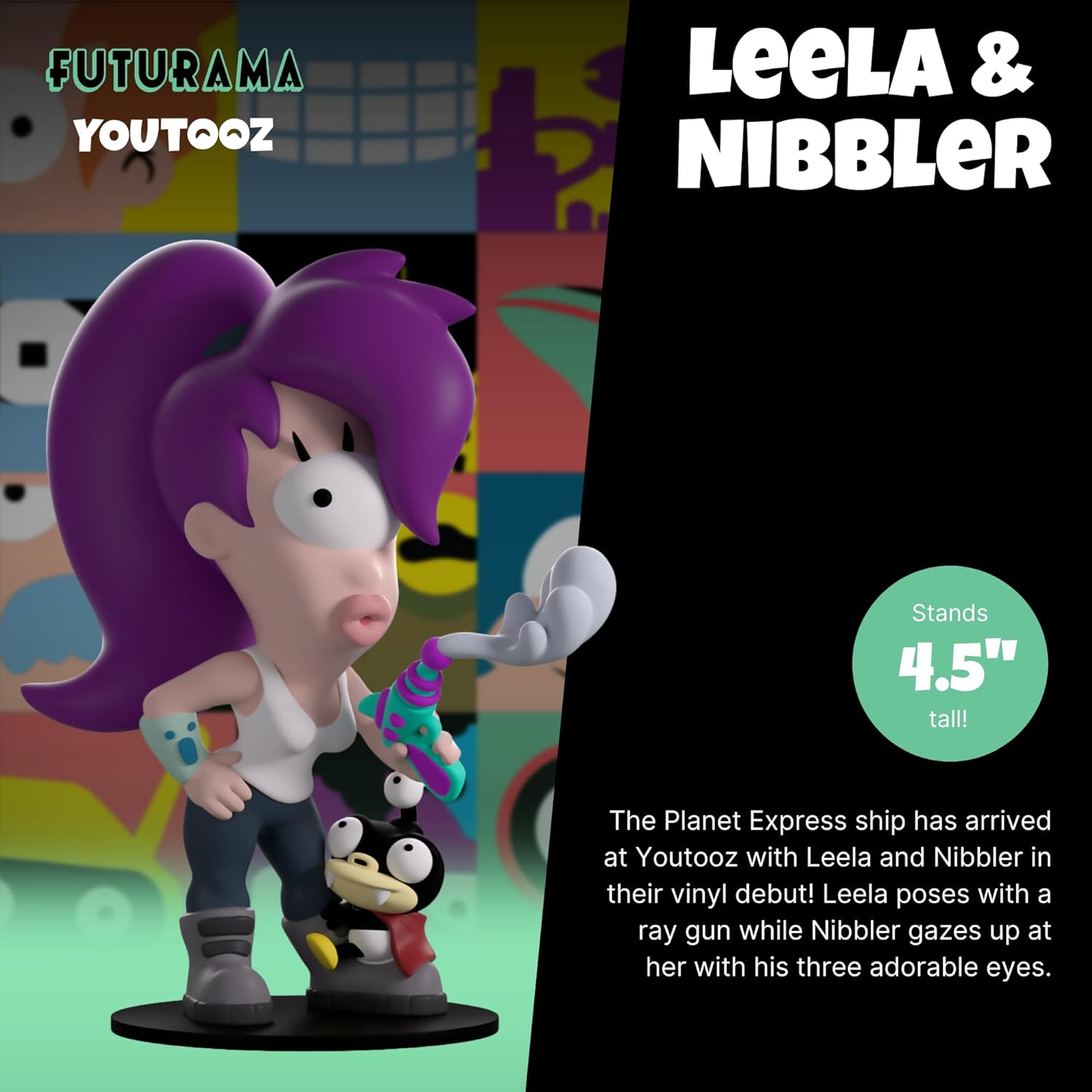 Youtooz Leela and Nibbler 4.5" Vinyl Figure, Collectible Futurama Leela & Nibbler Figure Futurama Collection