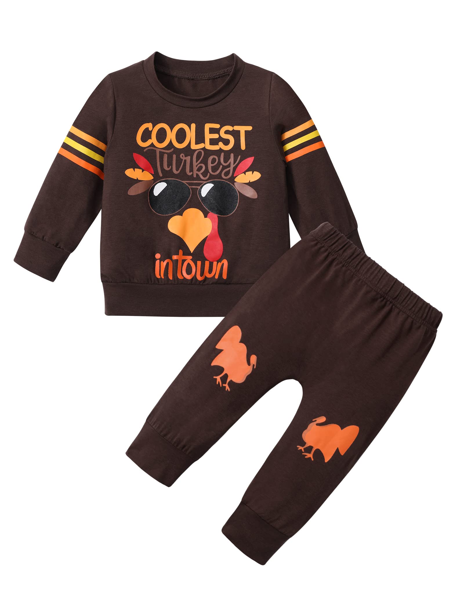 WIQI Turkey Print Sweatshirt Set