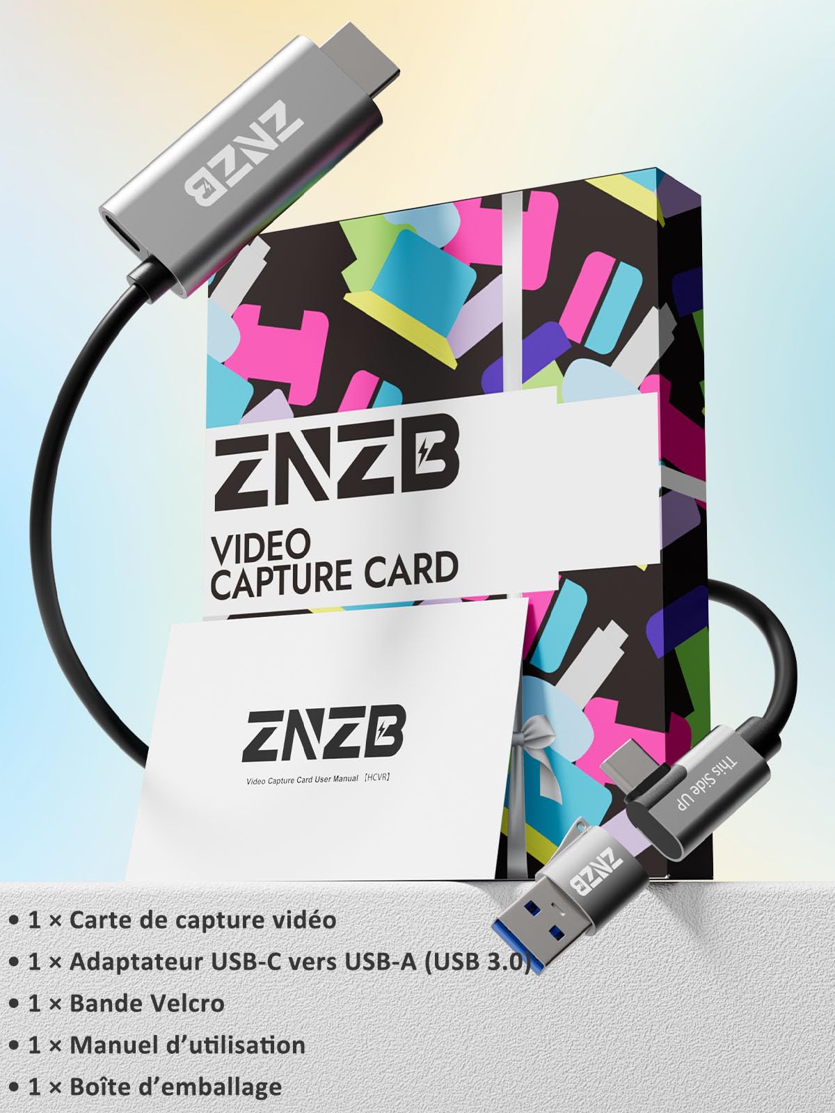 Carte de Capture Vidéo avec PD 100W pour Meta Quest 2/3/3s, Adaptateur HDMI vers USB C/A 1080P60, Plug & Play pour Streaming, Enregistrement de Jeux, OBS, Switch, PS4/5, Xbox, Caméra, VR