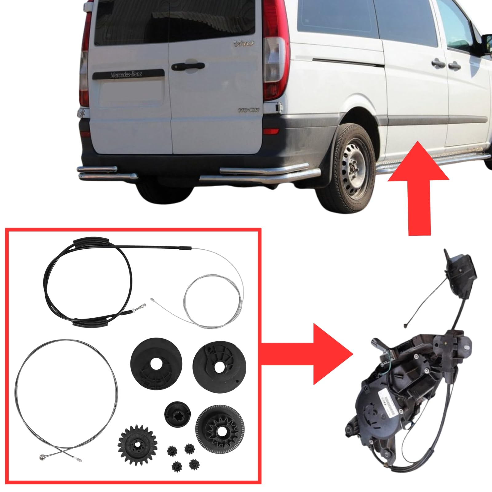 Twowinds Kit porte coulissante électrique A6398200442-11 pièces droite