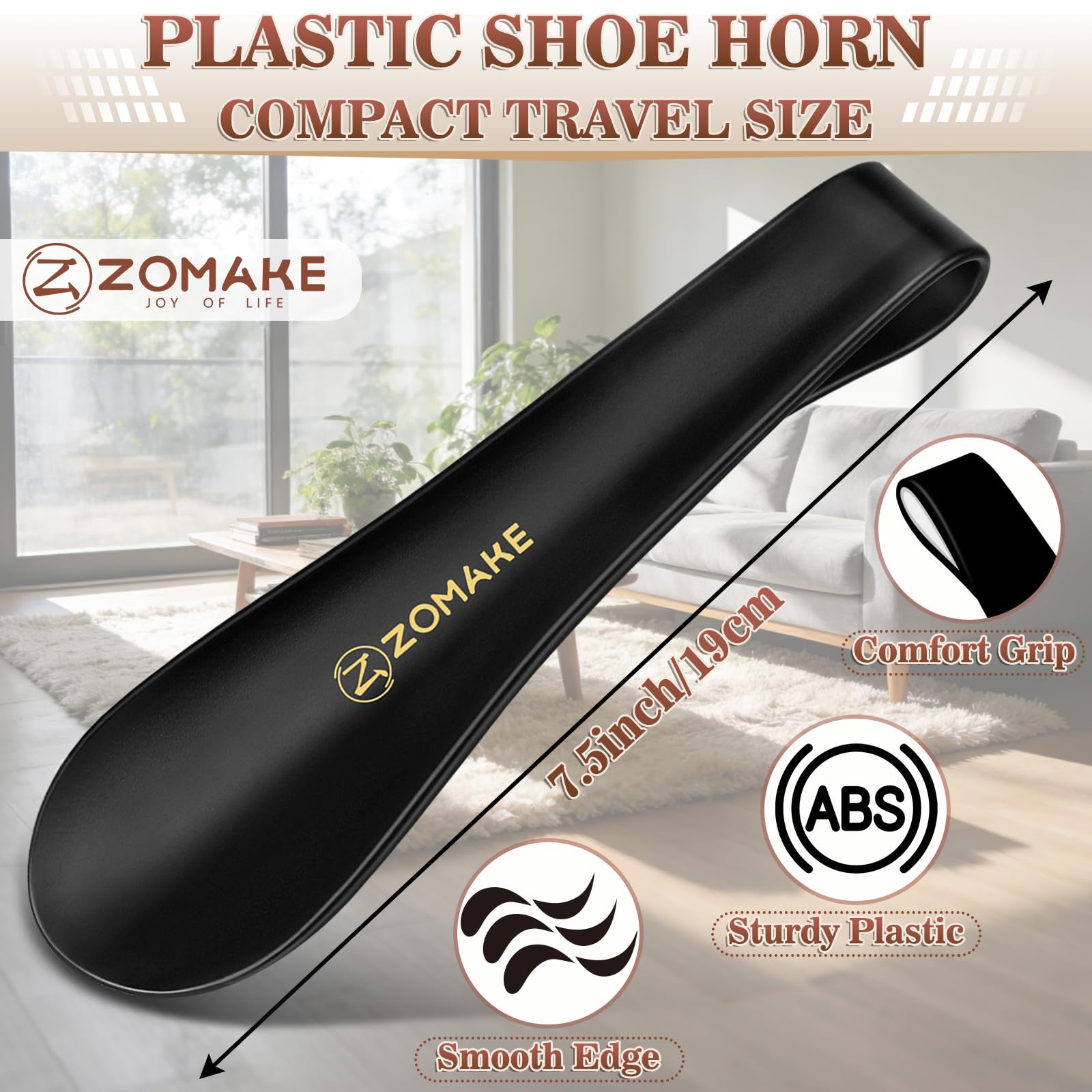 ZOMAKE Calzador de Plastico,7.5inch Calzador de Zapatos Plastico Pequeño,Mini Calzador Zapatos Pequeno de Viaje para Mujeres Embarazadas Ancianos Y Niños
