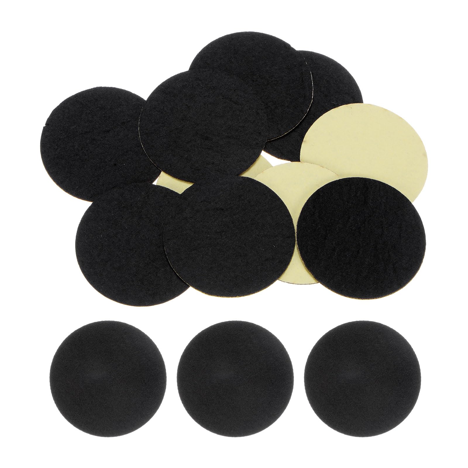 HARFINGTON 10pcs Round Adhesive Felt Circles, 50mm 2" Pre Cut Felt Craft Stickers Non-Woven Mini Felt Fabric Circles for DIY Sewing Handcraft Cut Projects Craft Finishing, Black