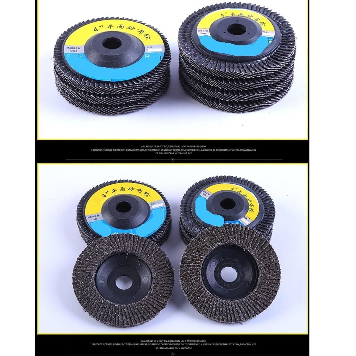 10 Stück 4-Zoll-Fächerscheiben, Körnung 60/80, Schleifscheiben for Metall, Holz, Marmor(80grit Plastic shell)