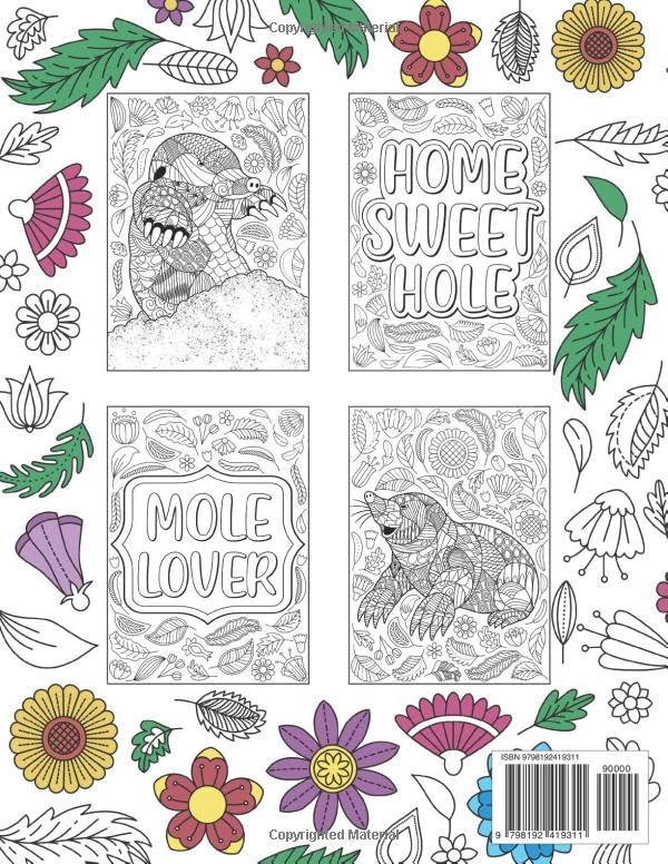 Mole Coloring Book: Zentangle & Mandala Patterns for Stress Relief, and Freestyle Drawing Pages or Funny Quotes with Floral Cover image 3
