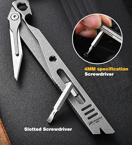 Miniatura 3 de Titanio Edc Prybar Herramienta Bolsillo Palanca Llavero Multiherramienta Abrebotellas Caja Cortador Destornillador al aire libre Camping Utilidad