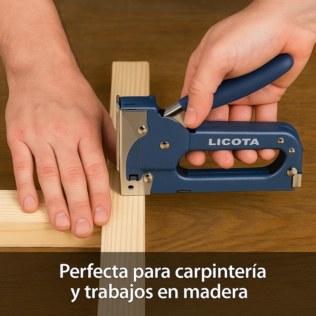 Grapadora Tapicero Manual Profesional de Acero para Grapas 4–14 mm – Grapadora de Mano Reforzada para Tapicería, Madera, Tela, Decoración, Bricolaje y Taller – Mango Ergonómico + 30 Grapas Incluidas