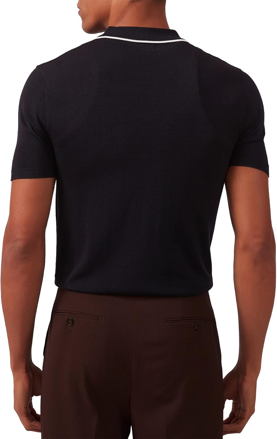 Kallspin Men's Vintage Knitted Polo Shirt Short Sleeve Solid Collared Golf Shirts with Button - Image 2