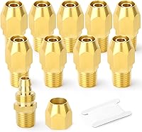 Vista 31 de GASHER 10PCS Brass Pneumatic Replacement Fitting, Reusable Hose End Repair Fitting 1/4" Barb（Suitable for 1/4" ID，5/16" OD air hose) x 1/4" NPT Rigid