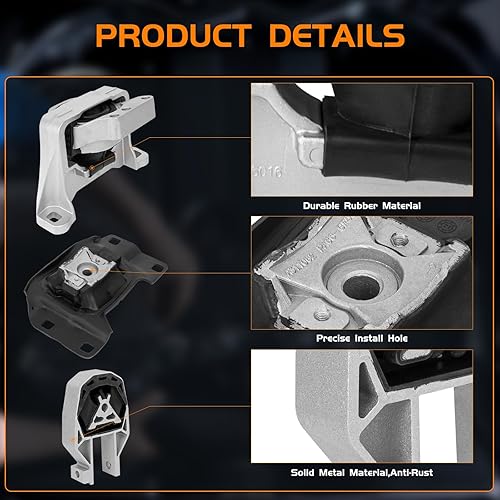 Miniatura 4 de Juego de 3 piezas de motor y montaje de transmisión compatible con Ford Escape 2013 2014 2015 2016, Transit Connect 2014-2021 2.0L 2.5L Motor