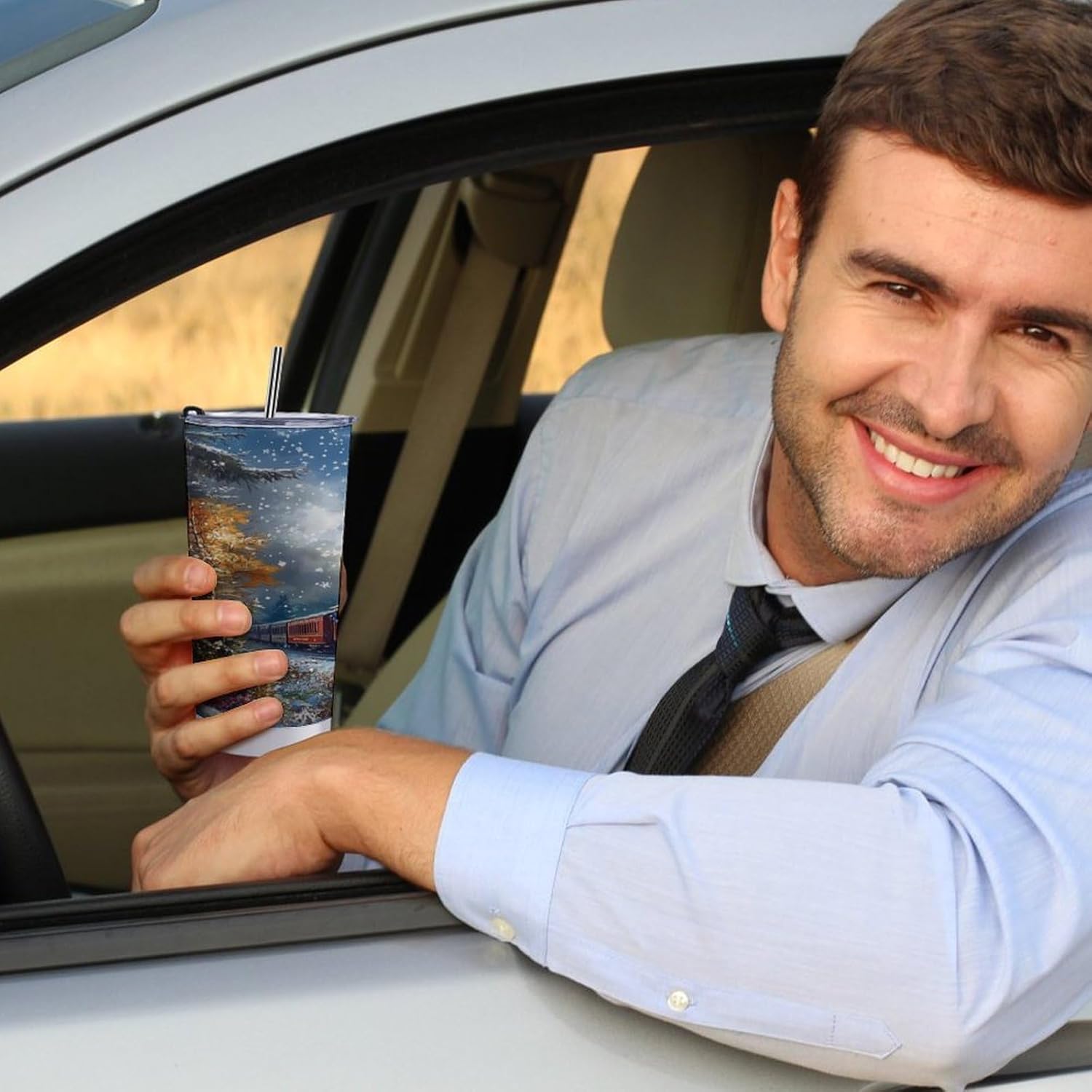 Steam Train Old Engine Travel Coffee Mug Stainless Steel Insulated Tumbler Water Bottle Tea Cup for Home Office