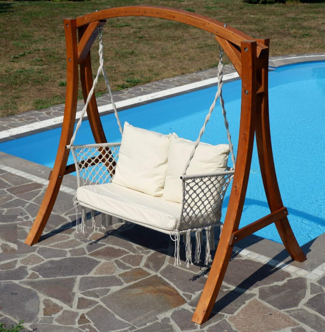 ALEOS. Design Hollywood Schaukel mit Sitzbank Waikiki aus Holz Lärche von AS-S