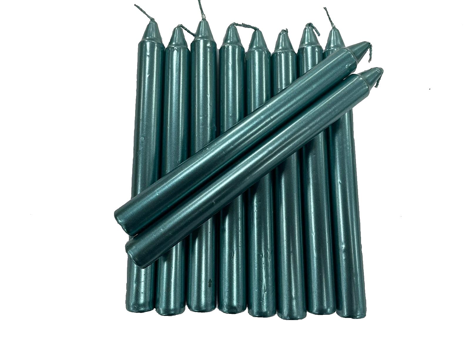 Shine Blue Dinner Metallic Coat Candles Non-Drip Tapered Candles Home Party Church 10 Pcs (Blue)