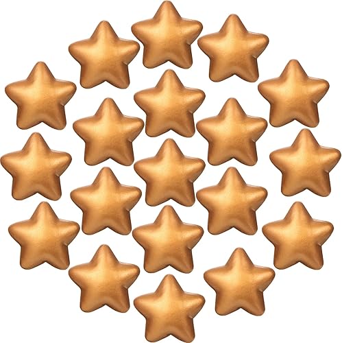 Blulu 30 piezas de decoración de bola de estrés de estrella de color dorado estrella para alivio del estrés, estrella de espuma pequeña para