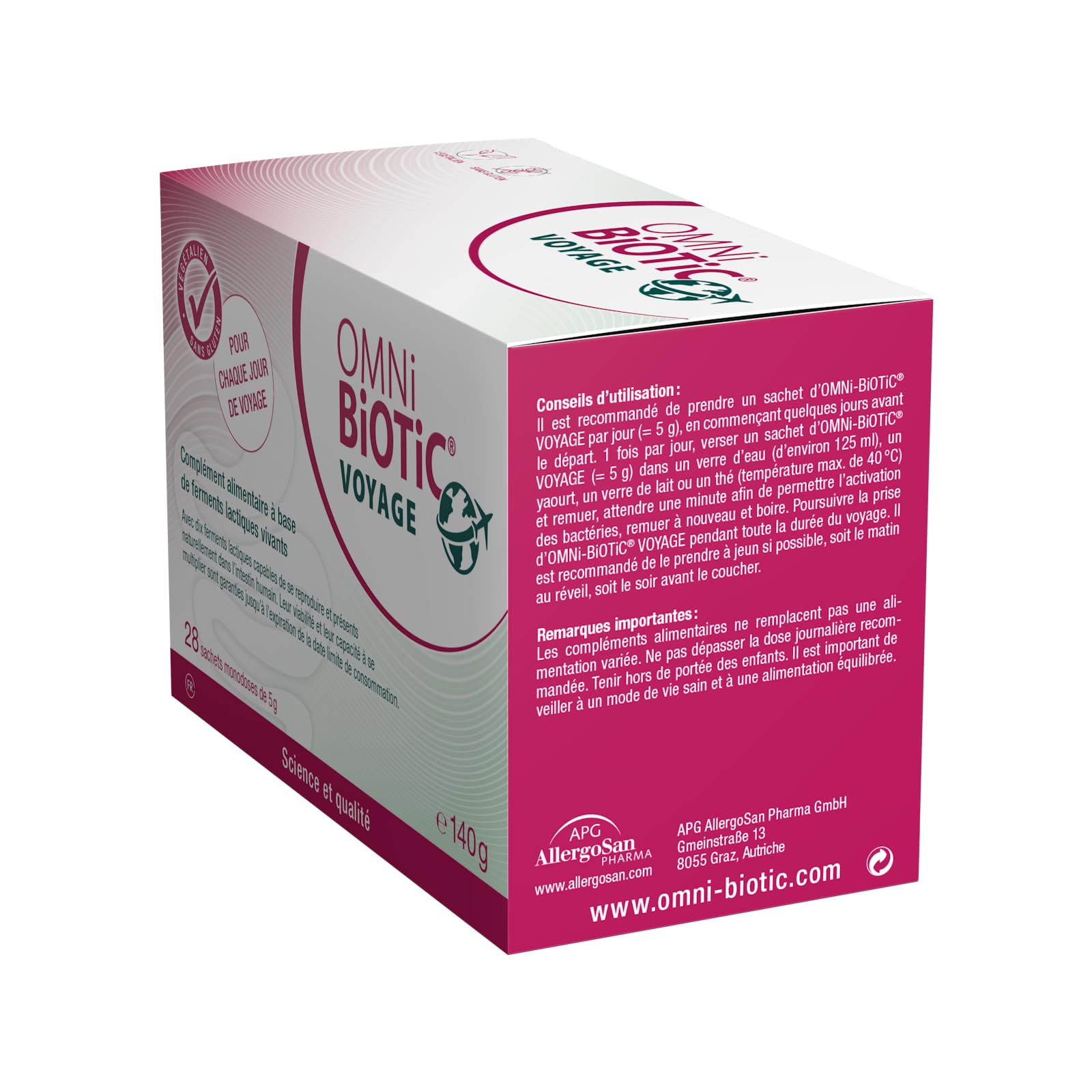 OMNi-BiOTiC VOYAGE | Probiotique vacances & déplacements | Pour toute la famille | 10 souches bactériennes | 5 milliards d’UFC par dose journalière | 28 sachets | En poudre