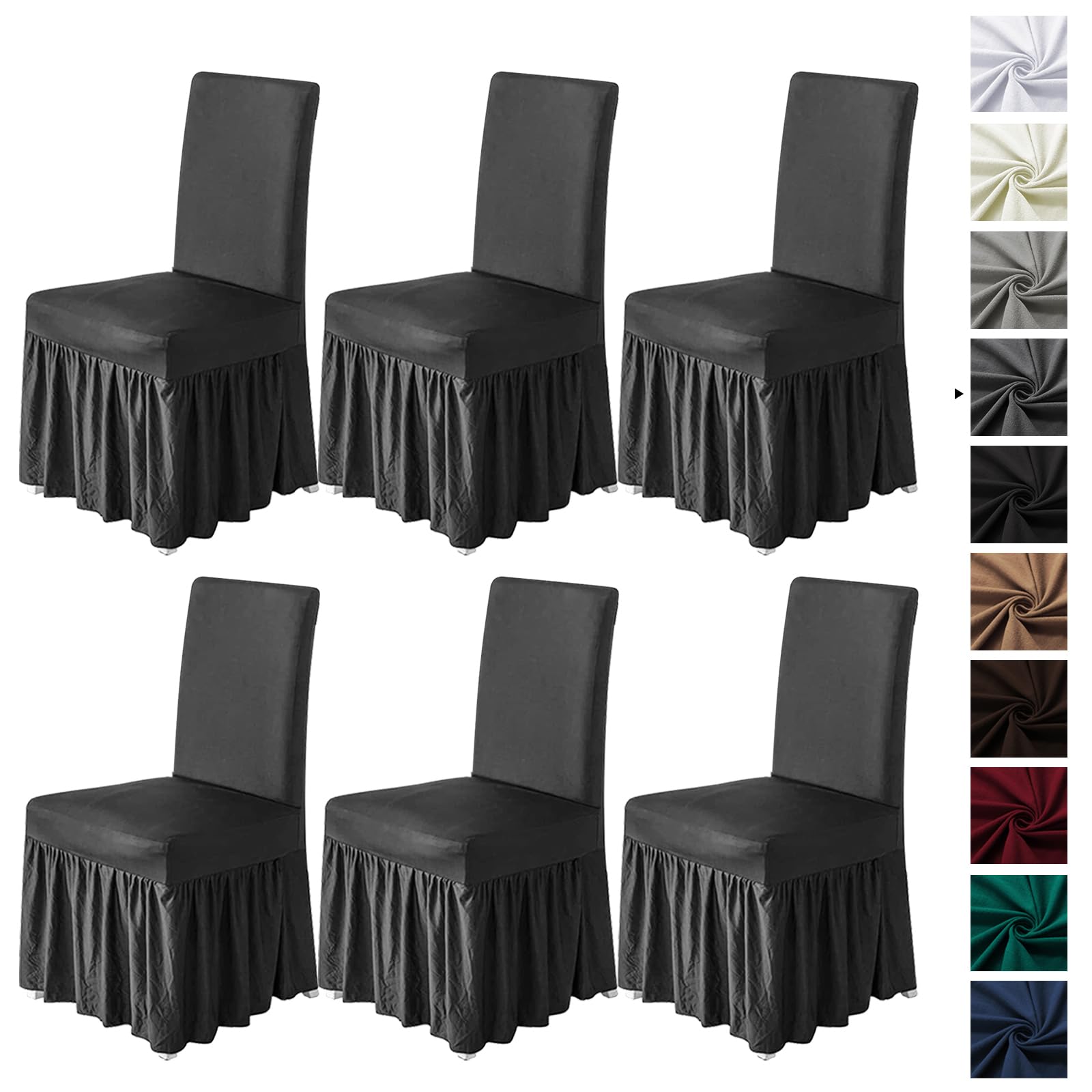 molasofa Chair Covers for Dining Room Set of 6 Stretch Chair Slipcovers with Skirt for Kitchen Seat Protectors Wedding Banquet Decor Kids Pets Spandex
