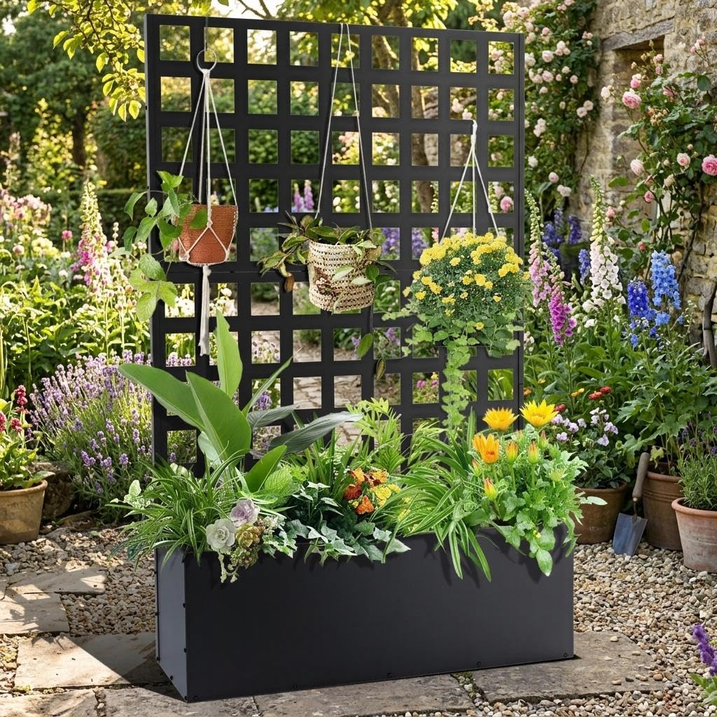 GarveeMore 73" Mobile Raised Garden Bed with Trellis and Wheels