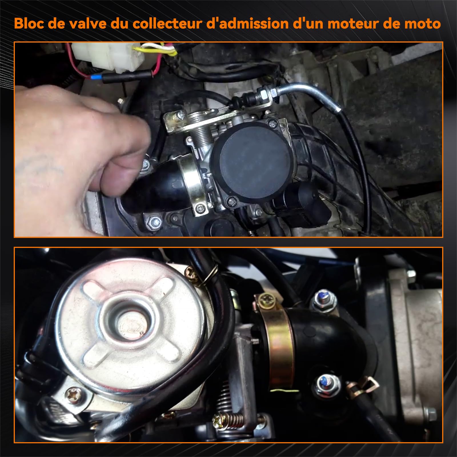 Bloc membrane avec collecteur d'admission et kit de joints - Compatible avec Yamaha Aerox, Nitro, Aprilia SR50, CPI, MBK, Sachs Roller (OEM : 0450065, 0450063)