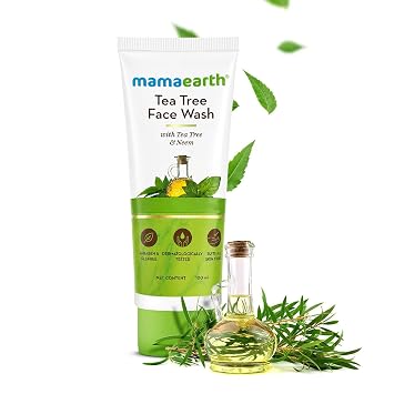 MAMAEARTH Tea Tree Oil Control Face Wash with Tea Tree & Neem 3.38 Fl Oz (100ml)