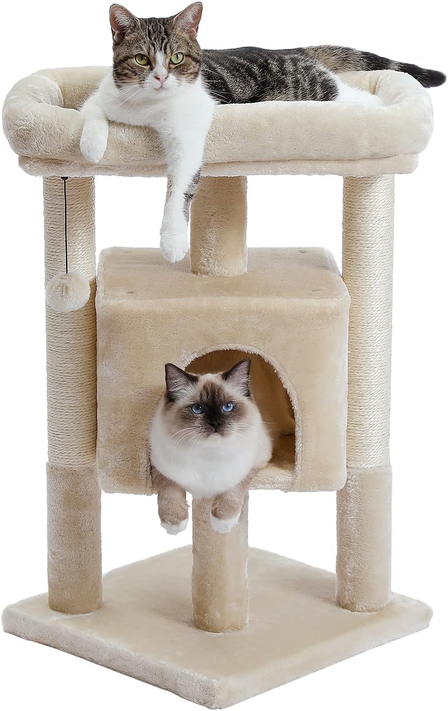 PEQULTI Small Cat Tree for Kitten & Medium Size Cats [28"=72cm] with 2