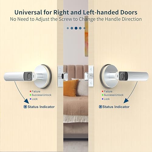 Miniatura 4 de Foxgard - Cerradura inteligente con huellas dactilares para puerta, biométrica, sin llave, con asa, para puertas del hogar, almacén, oficina,