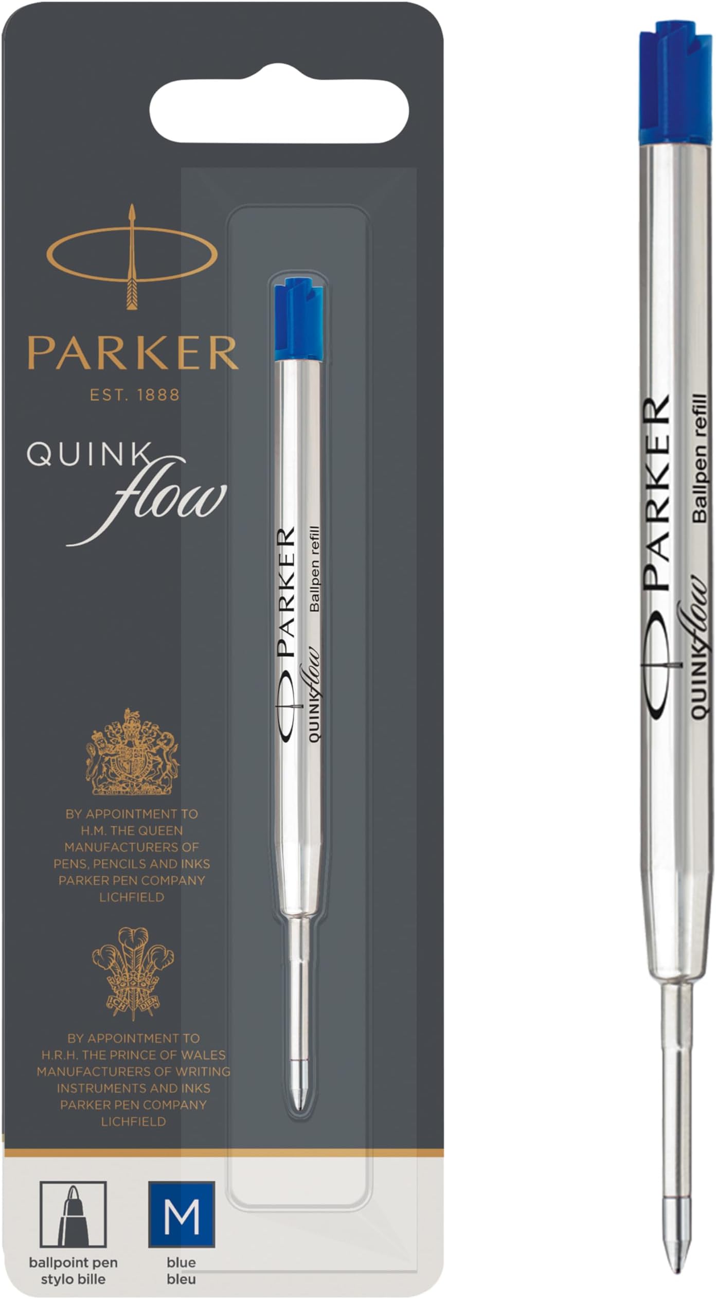 Parker Ink Refill Cartridges, Blue, Medium Nib, 1950371
