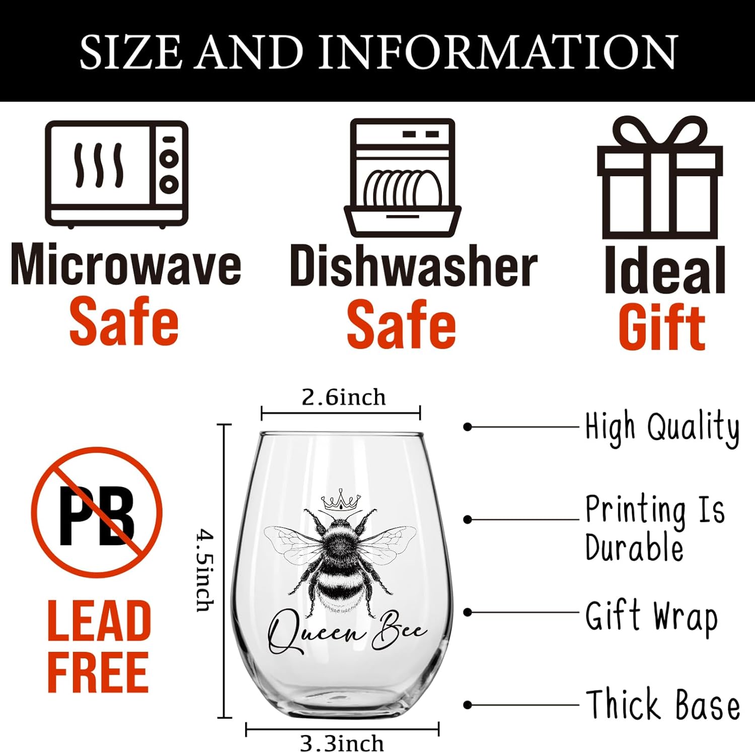 Employee Appreciation Bee Gifts for Women, Bee Wine Glass Gifts for Coworker Friends Mom Bees Lover Best Friend Sister Girlfriend, Birthday Mother's Day Gift for Mom 15OZ - Image 2