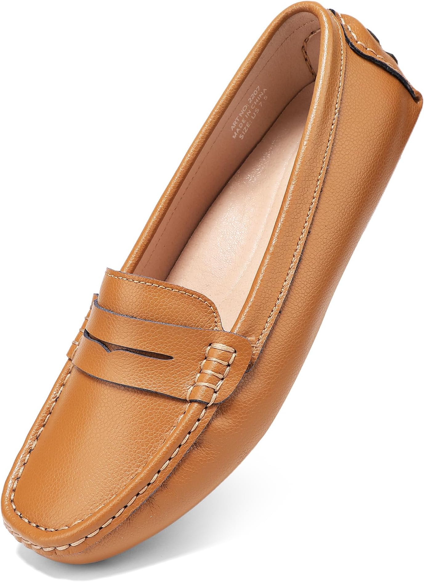 BEAUSEEN Women's Genuine Leather Penny Loafers Classic Driving Moccasins Casual Slip On Comfort Women Loafer Shoes