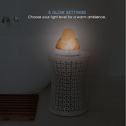 Miniatura 3 de PureGlow Lámpara de sal del Himalaya original 2 en 1 y el difusor de aceite esencial ultrasónico con sal de Himalaya 100 pura hecha a mano y 5