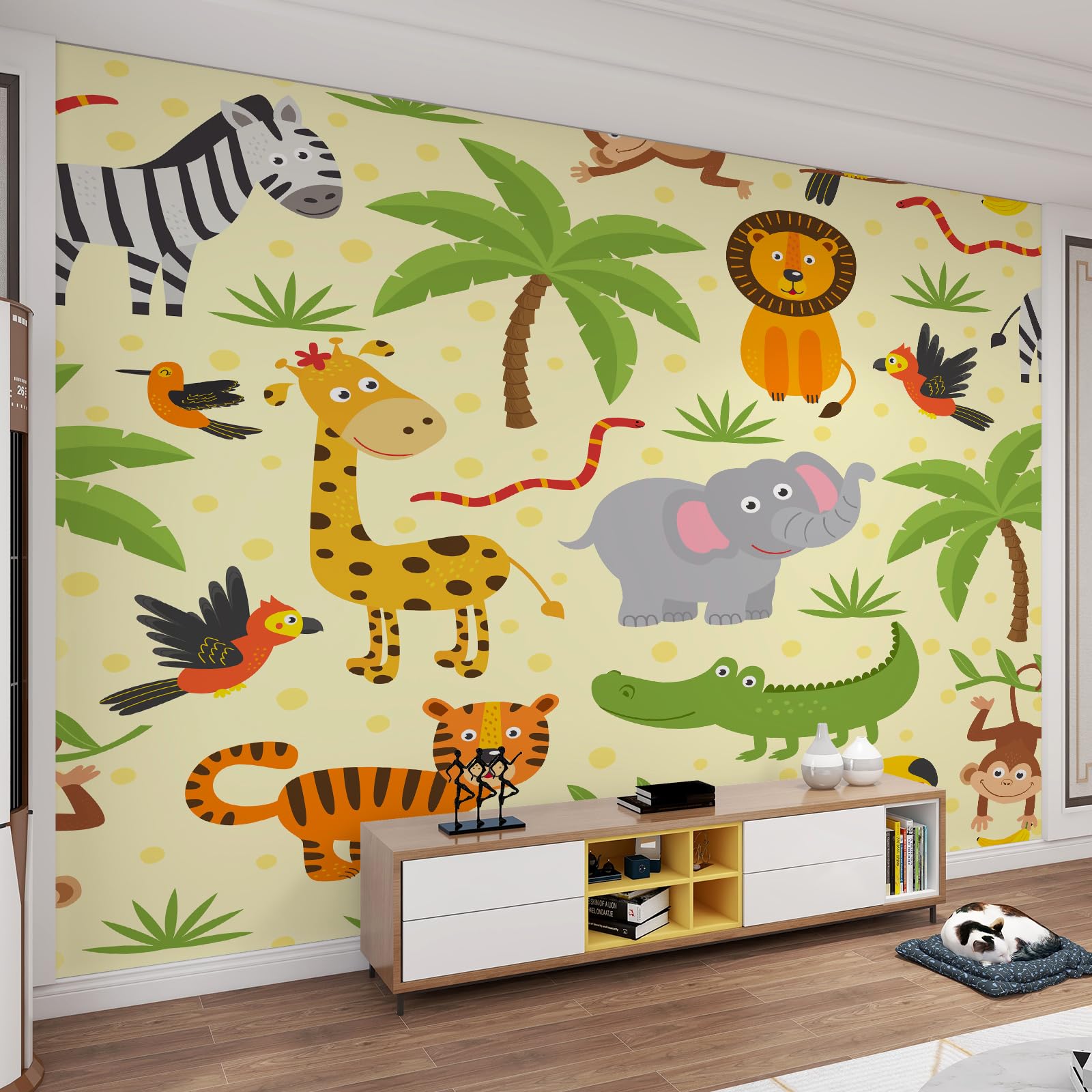 Papier peint animaux de la jungle lavable et imperméable