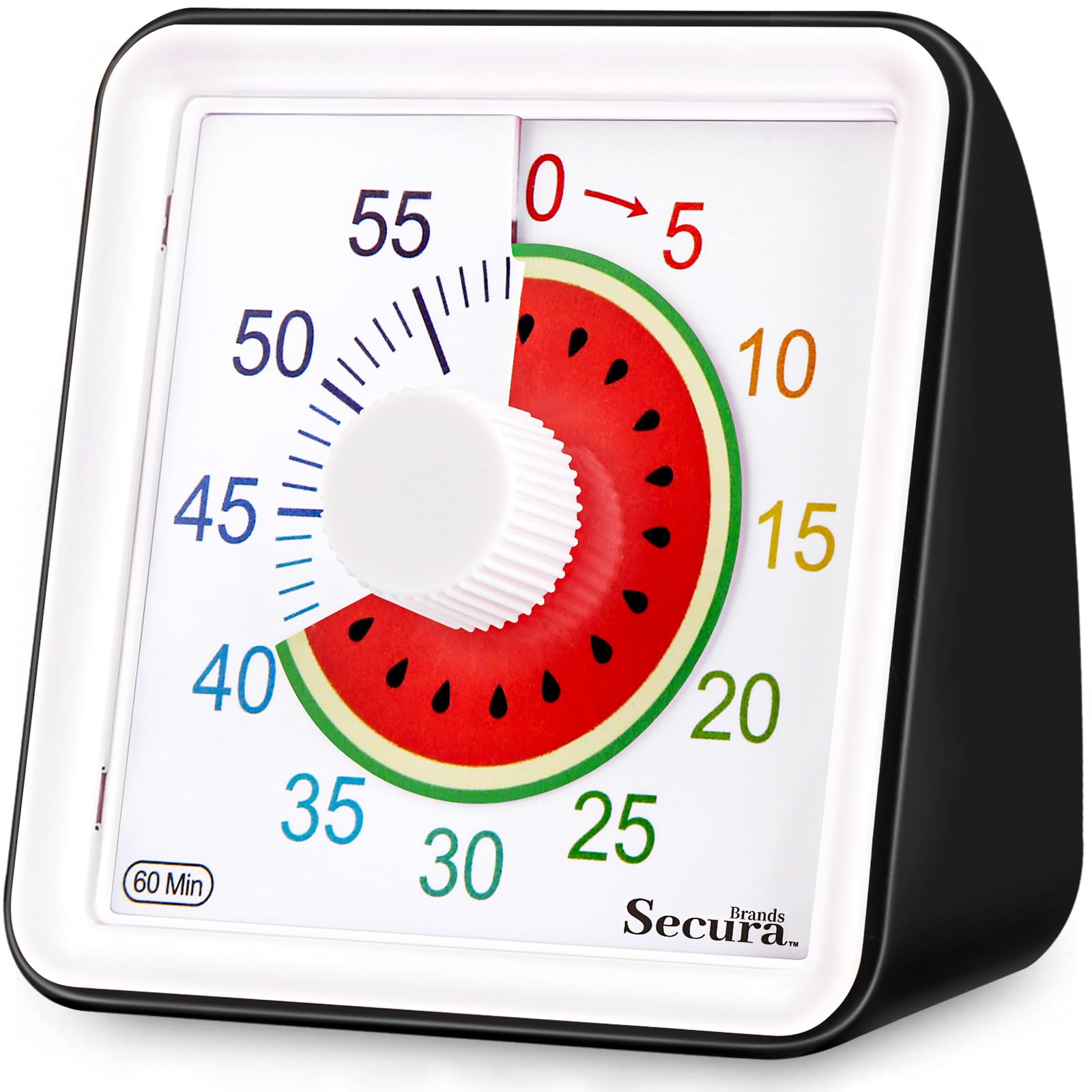 Secura 60-Minute Visual Countdown Timer for Kids & Adults, Classroom Time Management Tool (Black)