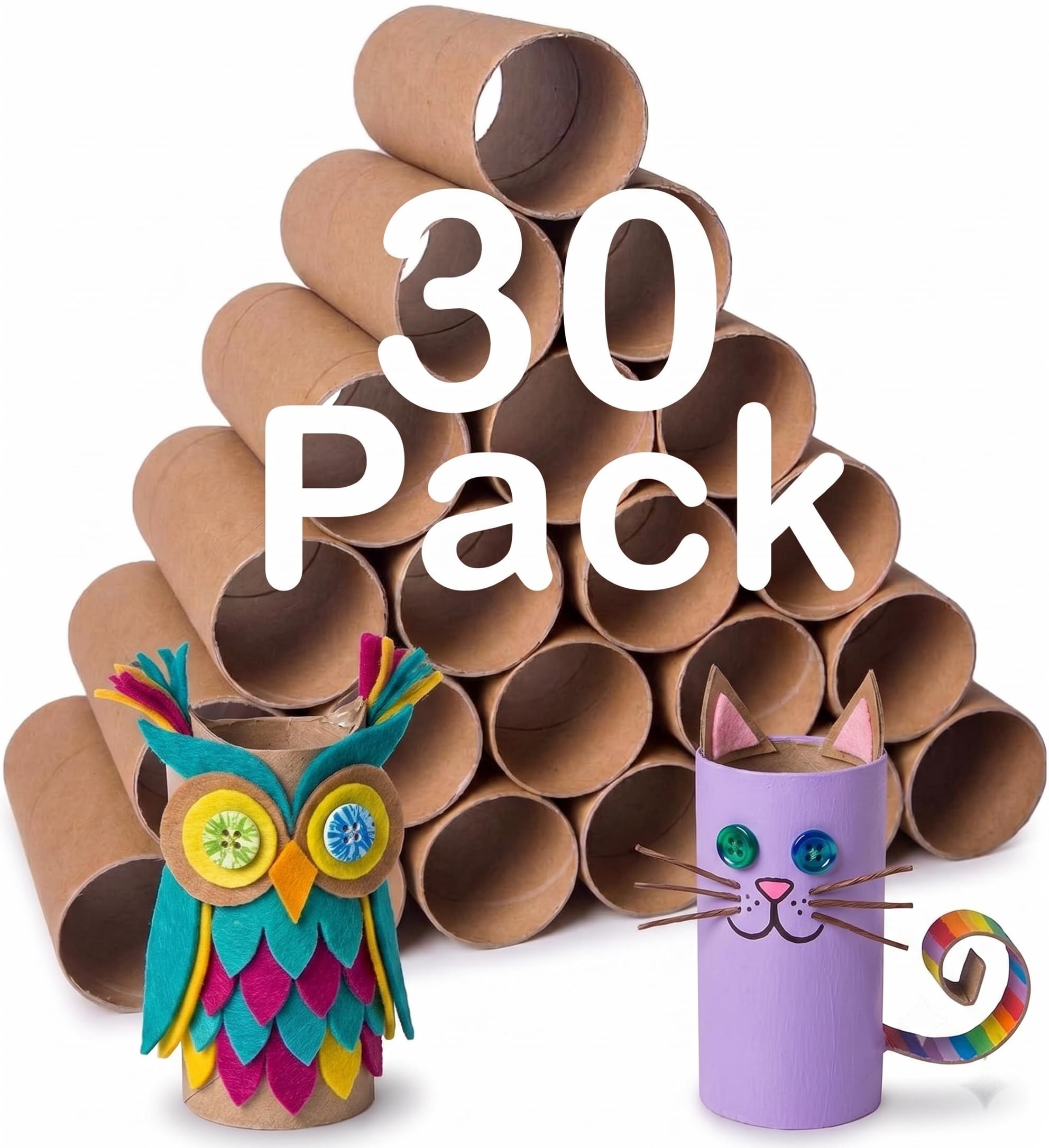 30 Pack Craft Rolls - Round Cardboard Tubes - Cardboard Tubes for Crafts - Craft Tubes - Paper Tube for Crafts - 1.57 x 3.9 Inches - Brown