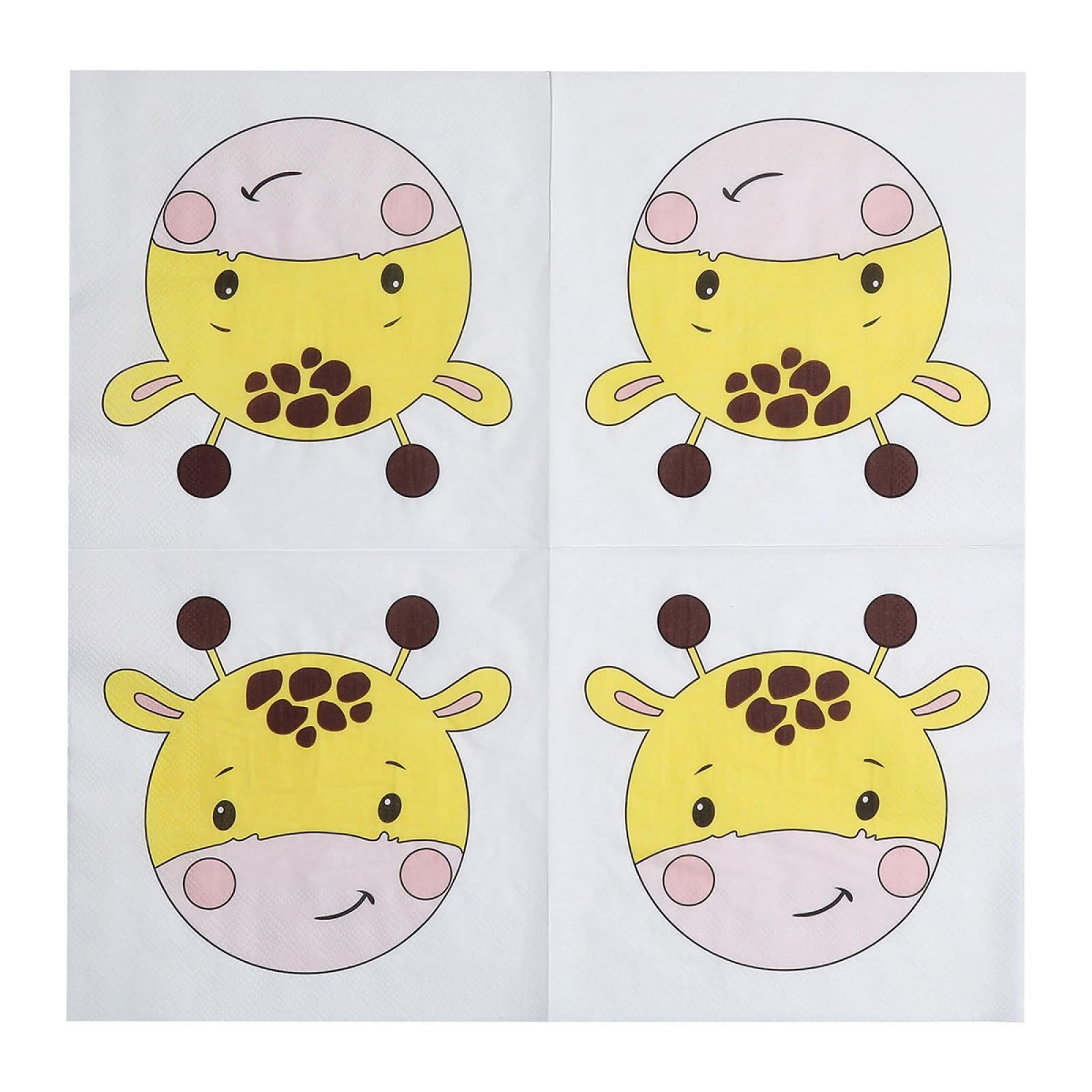 Serviette Papier Anniversaire Giraffe Jaune Serviette Anniversaire en Papier Anniversaire Serviettes Papier Jetables de Table Cocktail Mariage Décoration pour Partys Célébrations 30 Paquet(33x33cm)