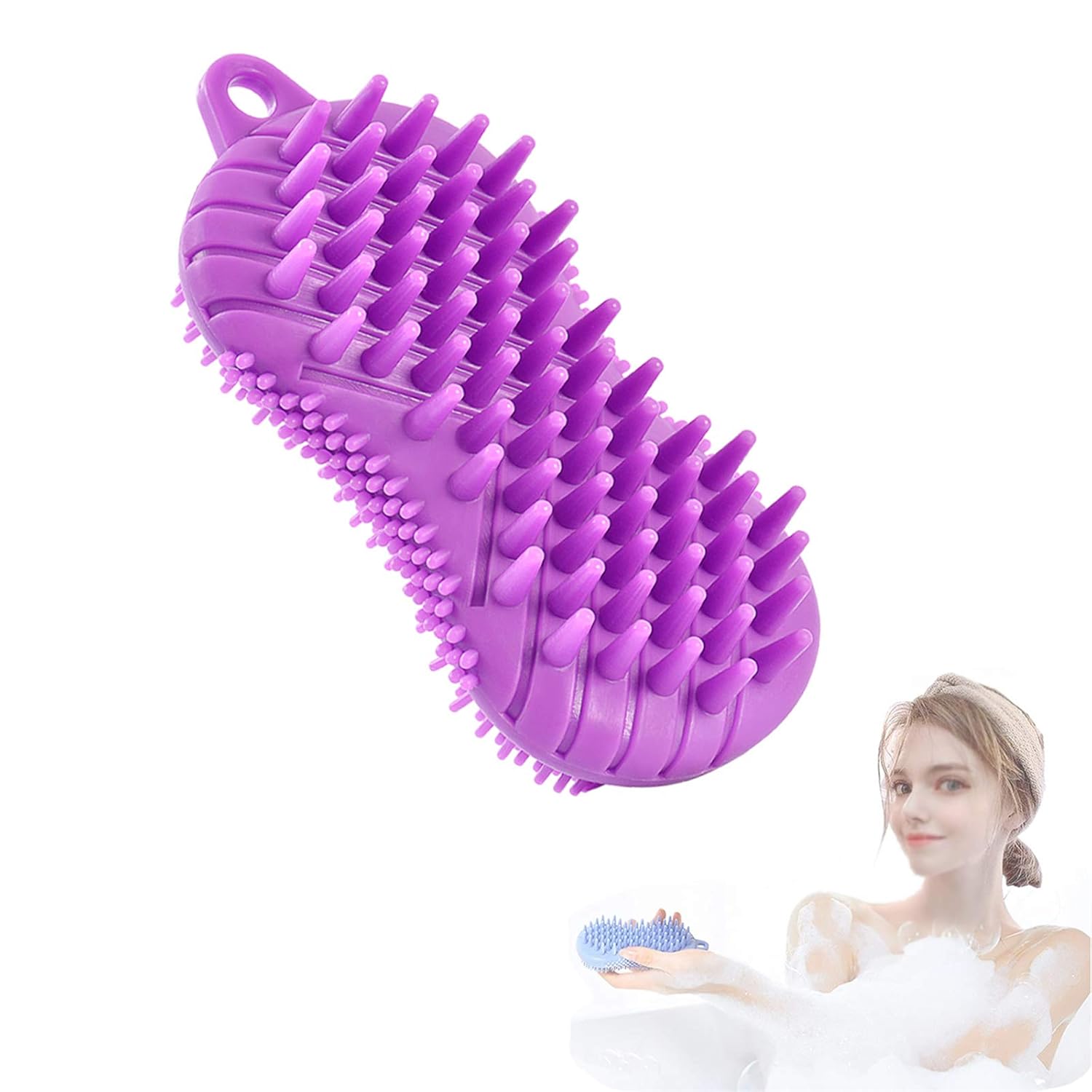 Hair Scalp Massager Integrated Design Silicone Shampoo Dandruff Shower Neck Brush Gentle Bath Body Head Scrubber Exfoliating Premium Wet And Dry Easy to Clean Care Product for Women & Men(purple) : Beauty