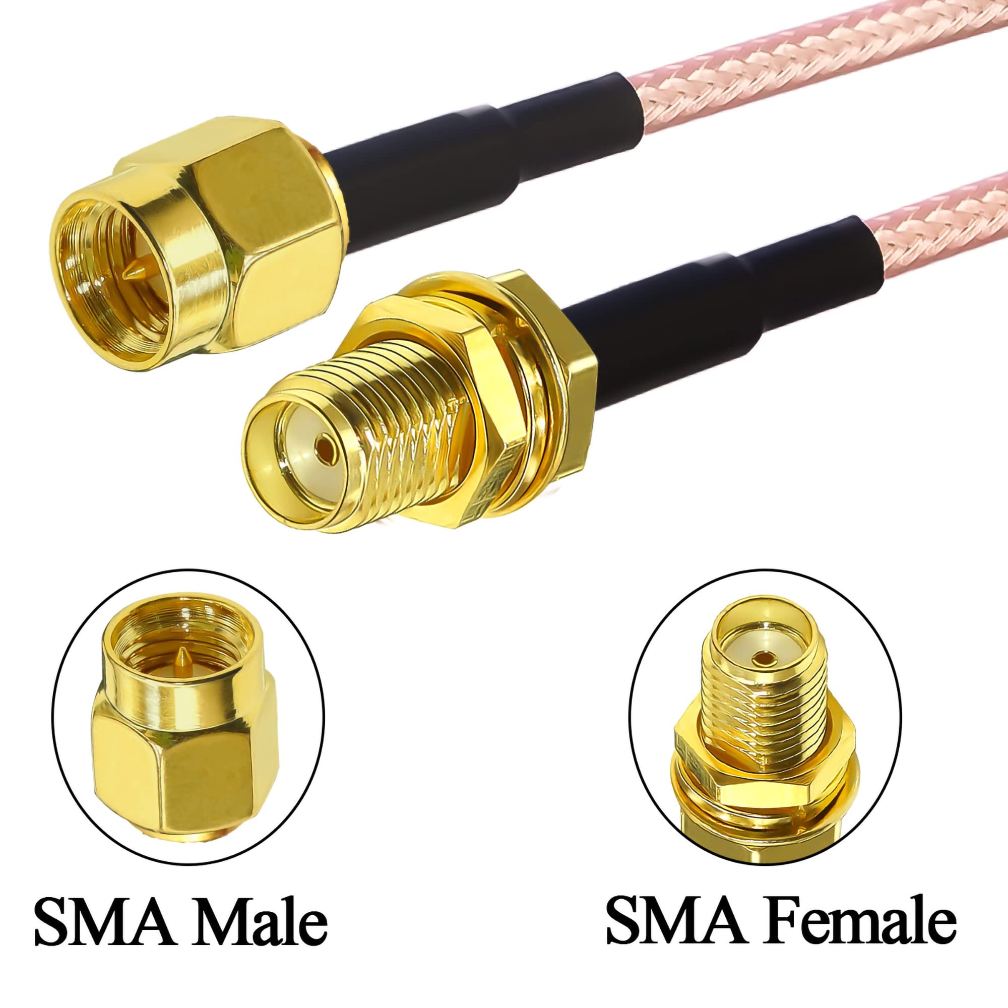 GTIWUNG Kit Câble Extension SMA 2 Pièces + 3 Adaptateurs - RG316 30cm Pour Antenne WiFi 3G 4G