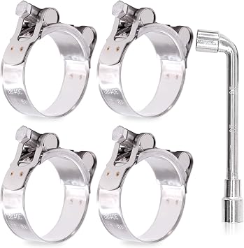 Hilitchi 304 Stainless Steel T-Bolt Clamp Heavy Duty T-Bolt Pipe Tube Hose Clamps 4PCS, 48-51MM