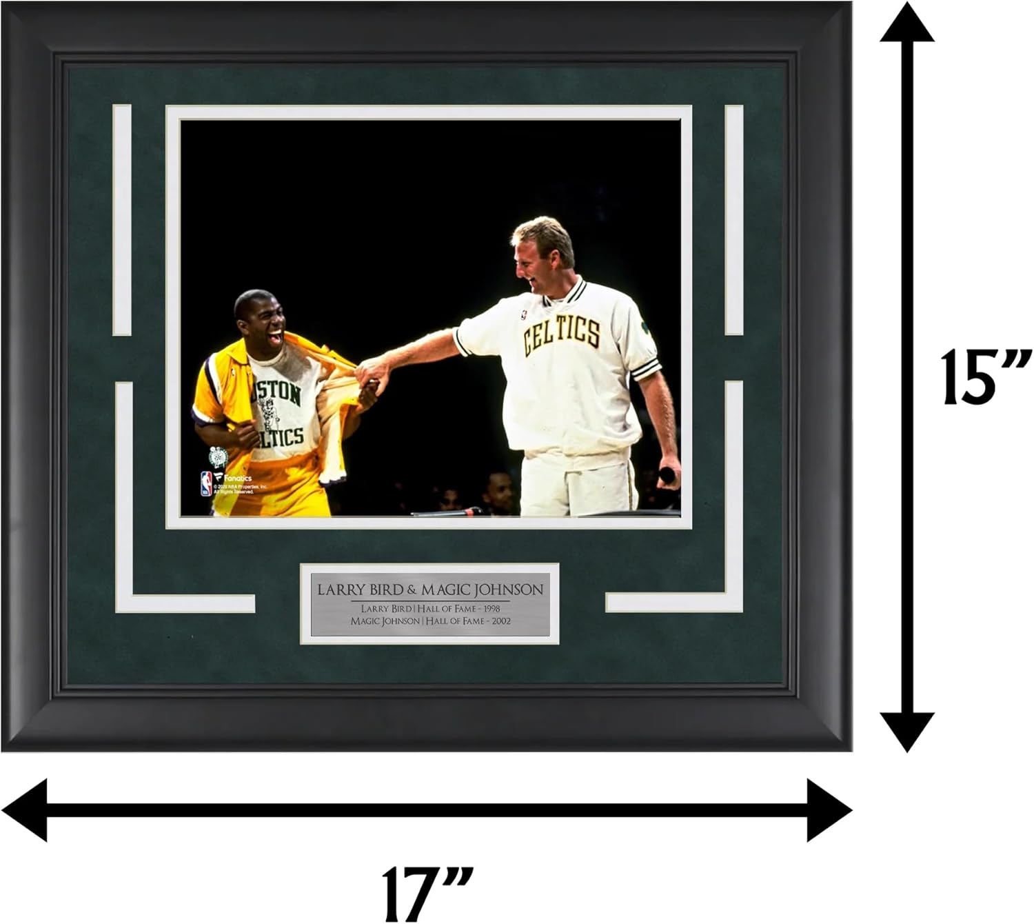 Larry Bird with Magic Johnson - Rivalry Surprise - Framed Basketball Photo