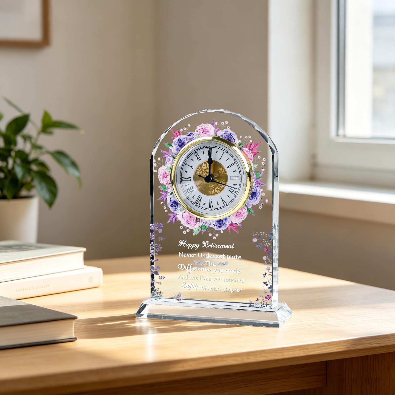 Regalo di pensionamento per donne, orologio da scrivania in vetro ricordo divertente targa regalo per amici, capo, insegnante, collega, infermiera